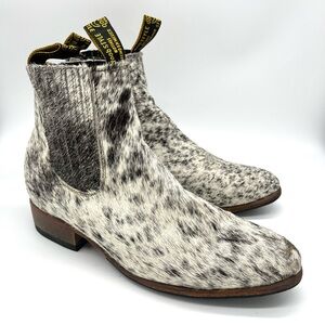 Men’s Cowhide Chelsea Boot Size 8 1/2 Doob Style Black & Cream Speckled